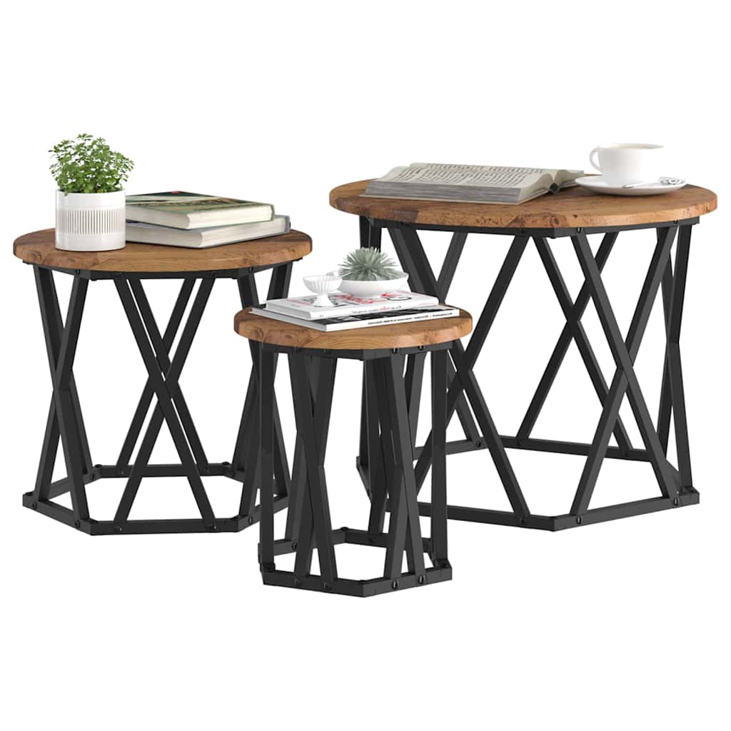 Tavolo Laterale Nesting 3 pcs Legno vecchio