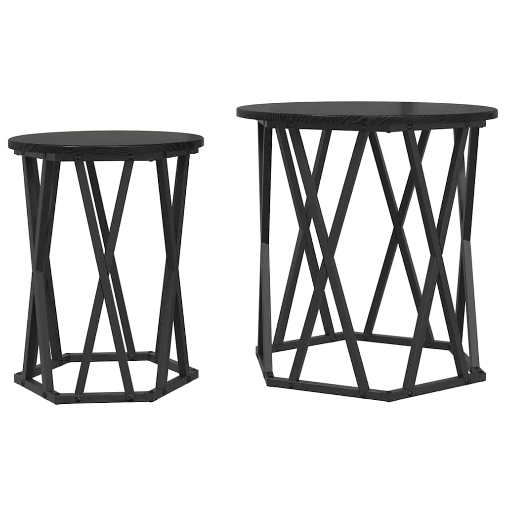 Tavolino da salotto 2 pcs Rovere Nero