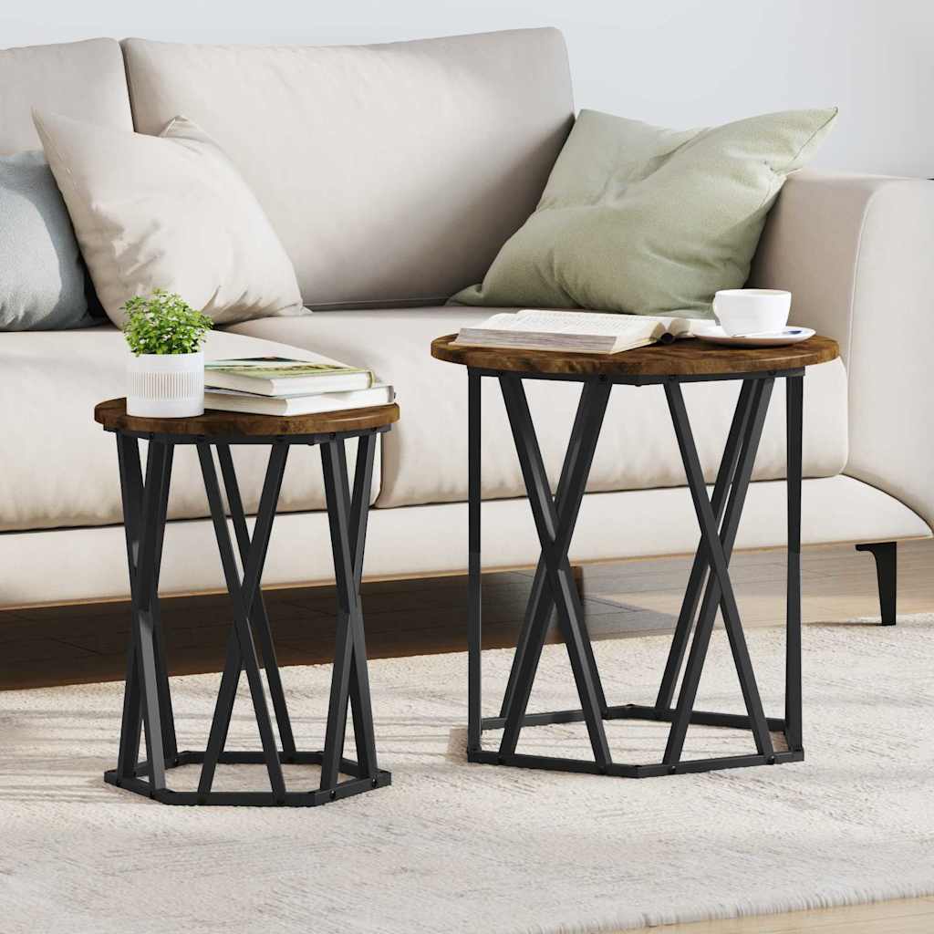 Tavolino da salotto 2 pcs Rovere fumÃ©