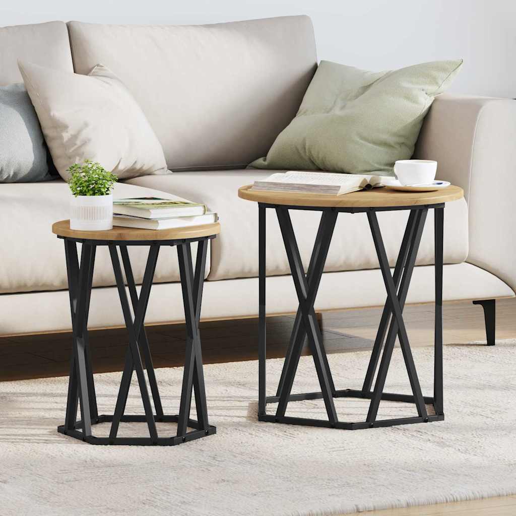 Tavolino da salotto 2 pcs Rovere artigianale