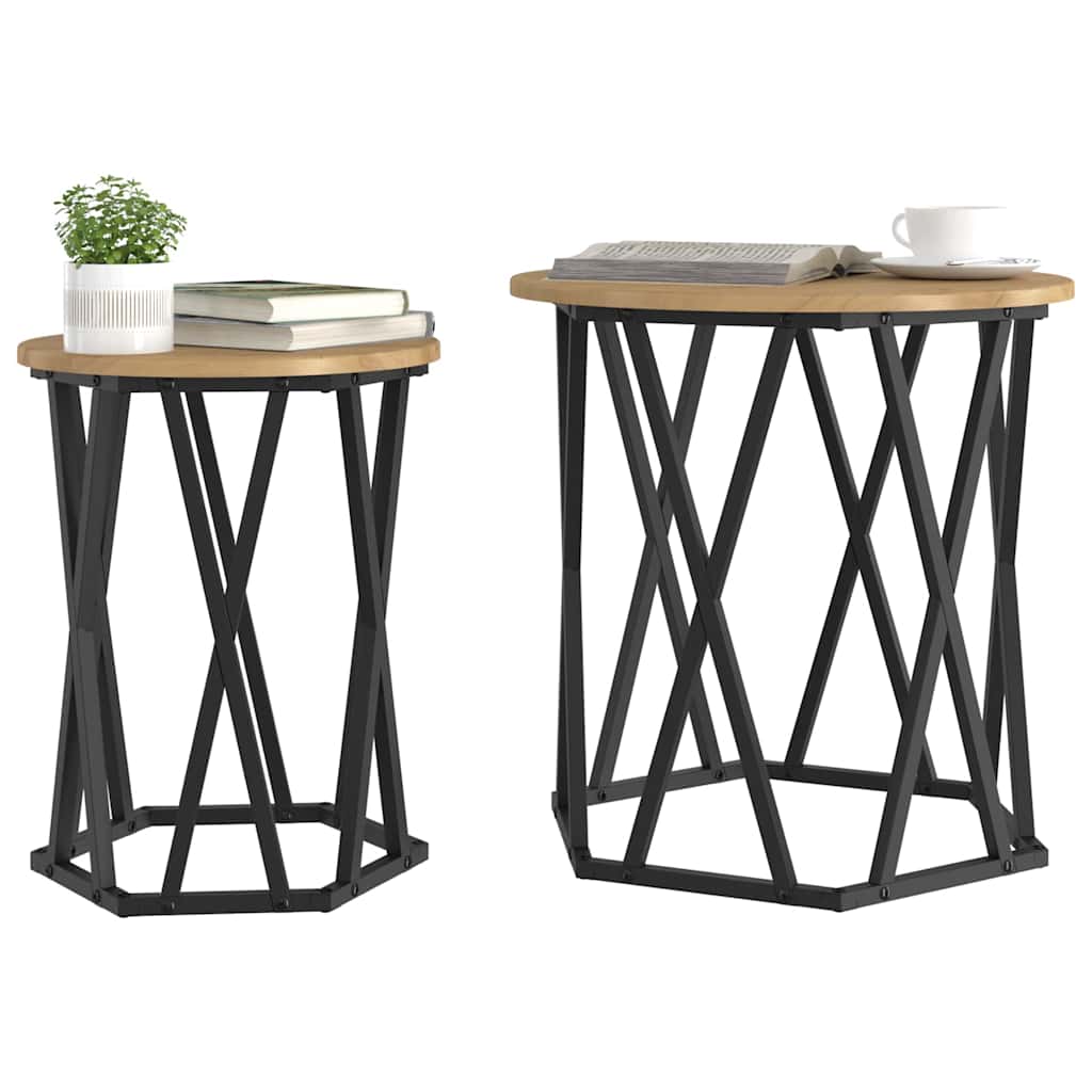 Tavolino da salotto 2 pcs Rovere artigianale
