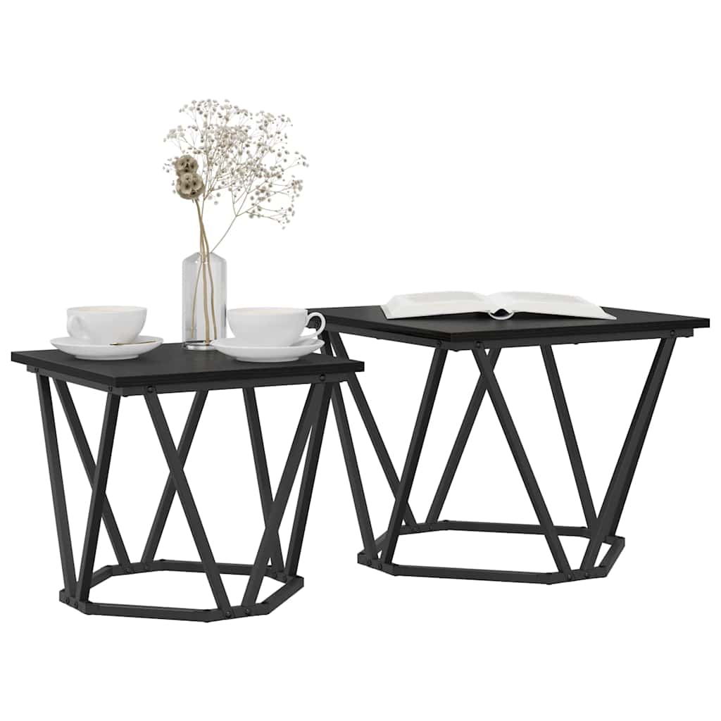 Set tavolini 2 pcs Rovere nero 50 x 50 x 40 cm