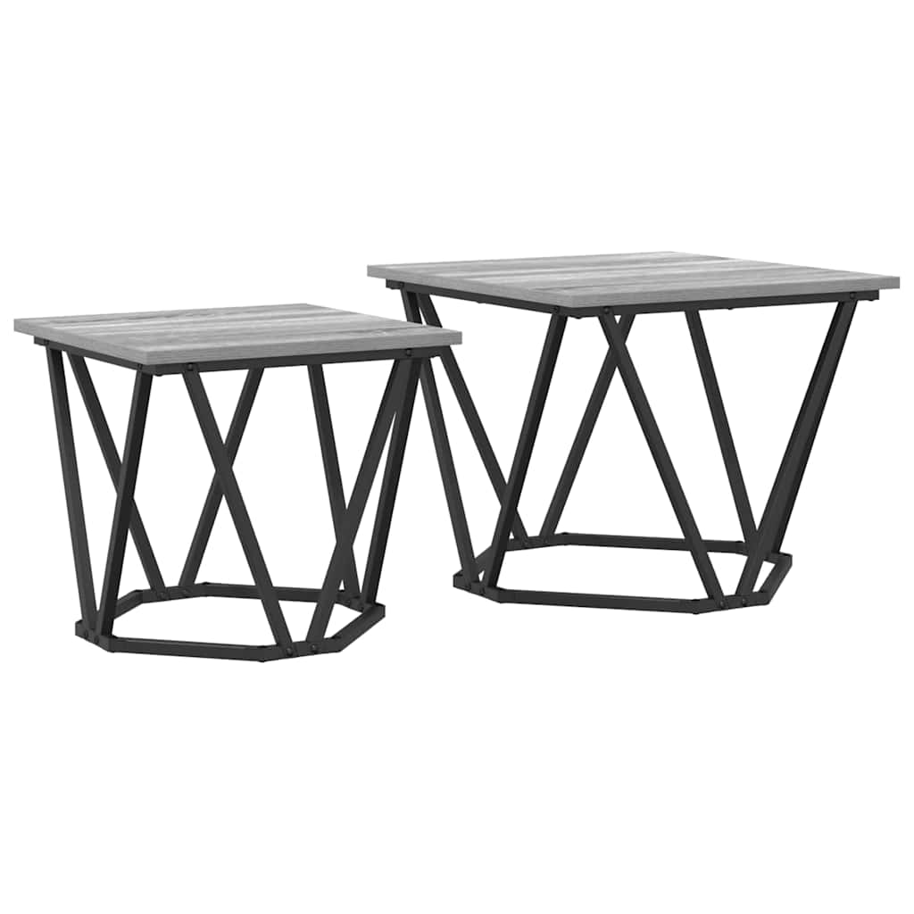 Set tavolini 2 pcs Grigio Sonoma Legno ingegnerizzato e acciaio