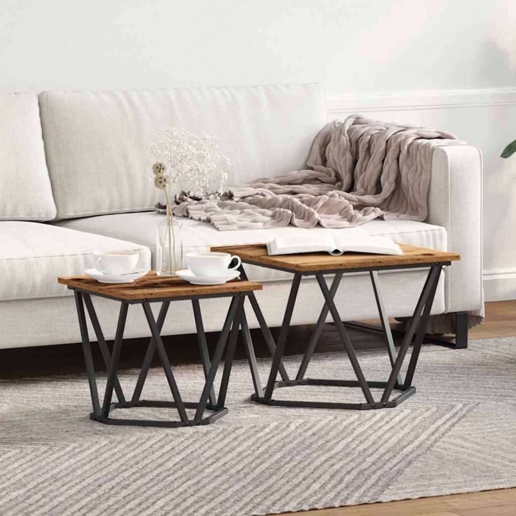 Set tavolini 2 pcs legno di recupero