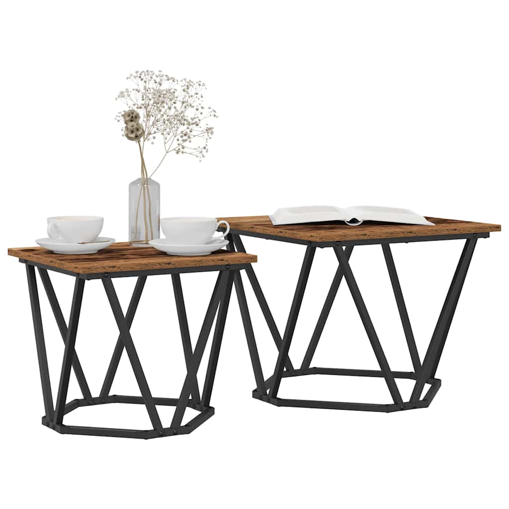 Set tavolini 2 pcs legno di recupero