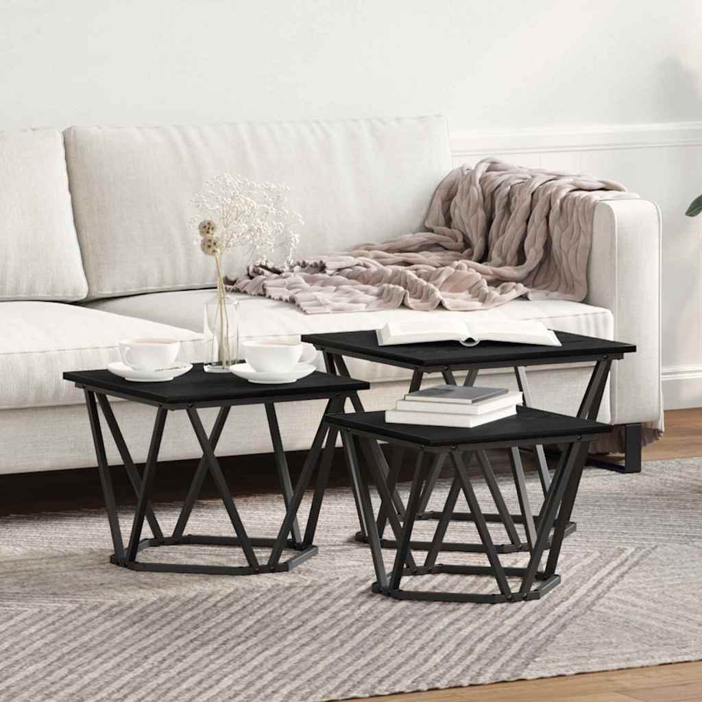 Tavolino da salotto 3 pcs Rovere Nero