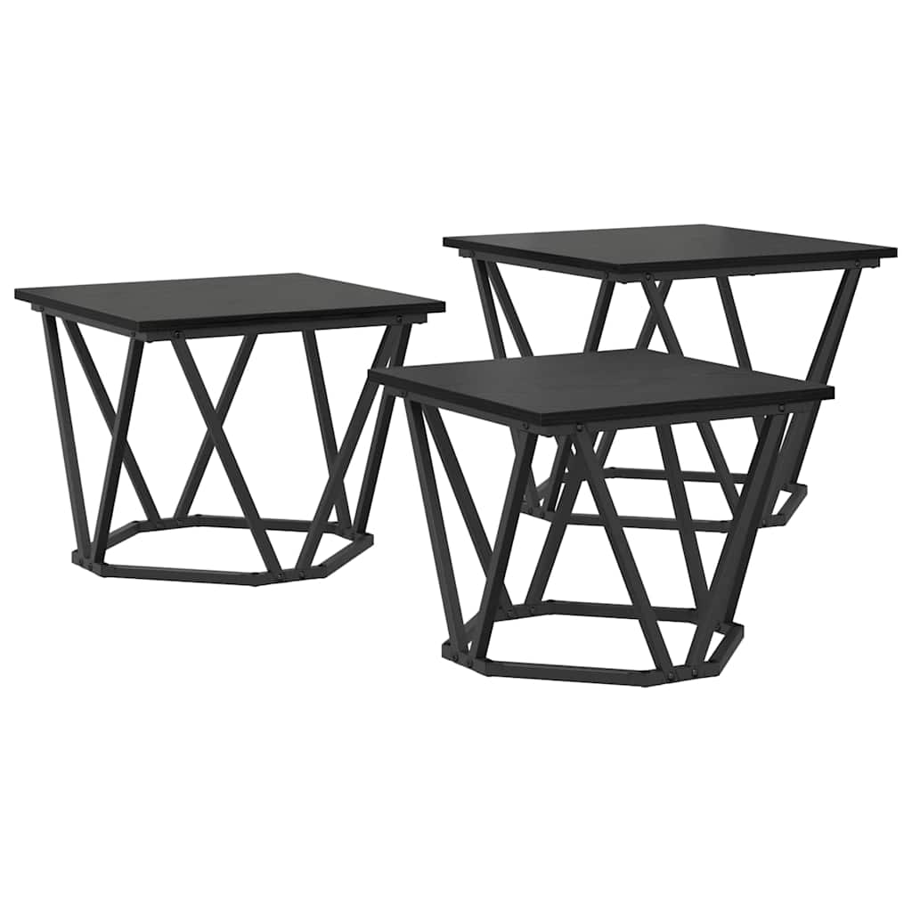 Tavolino da salotto 3 pcs Rovere Nero