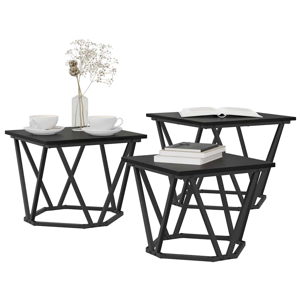 Tavolino da salotto 3 pcs Rovere Nero