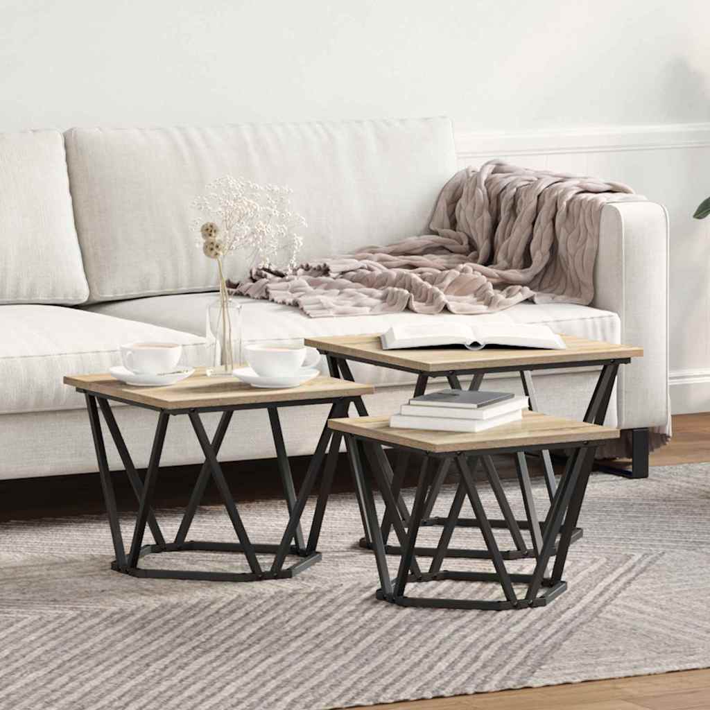 Tavolino da salotto 3 pcs Rovere Sonoma