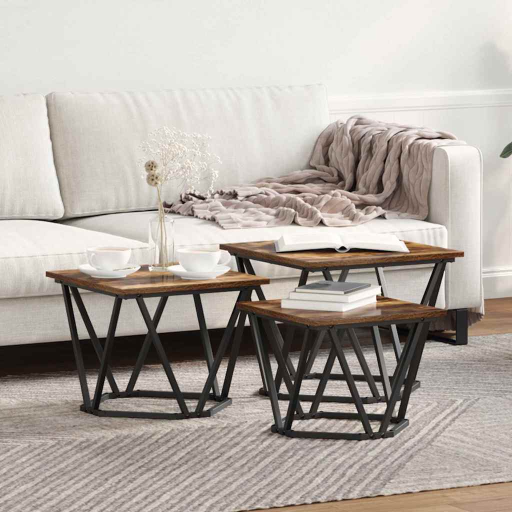 Tavolino da salotto 3 pcs Rovere fumÃ©