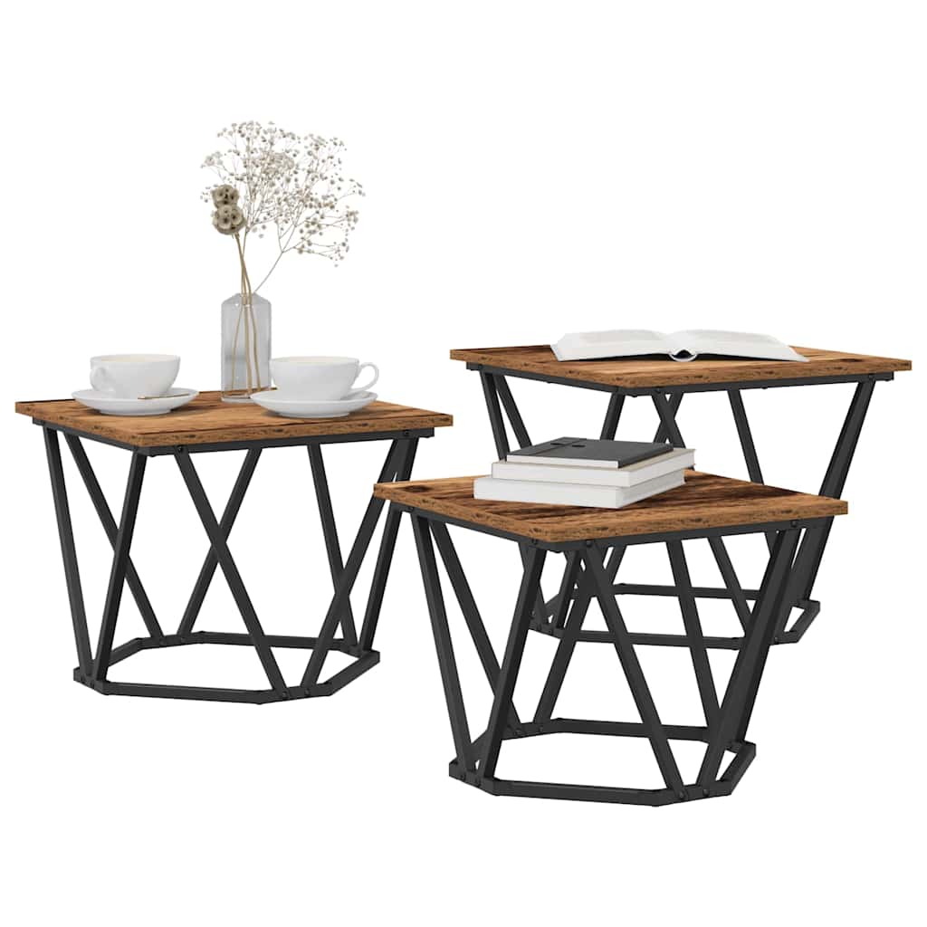 Tavolino da salotto 3 pcs Legno vecchio