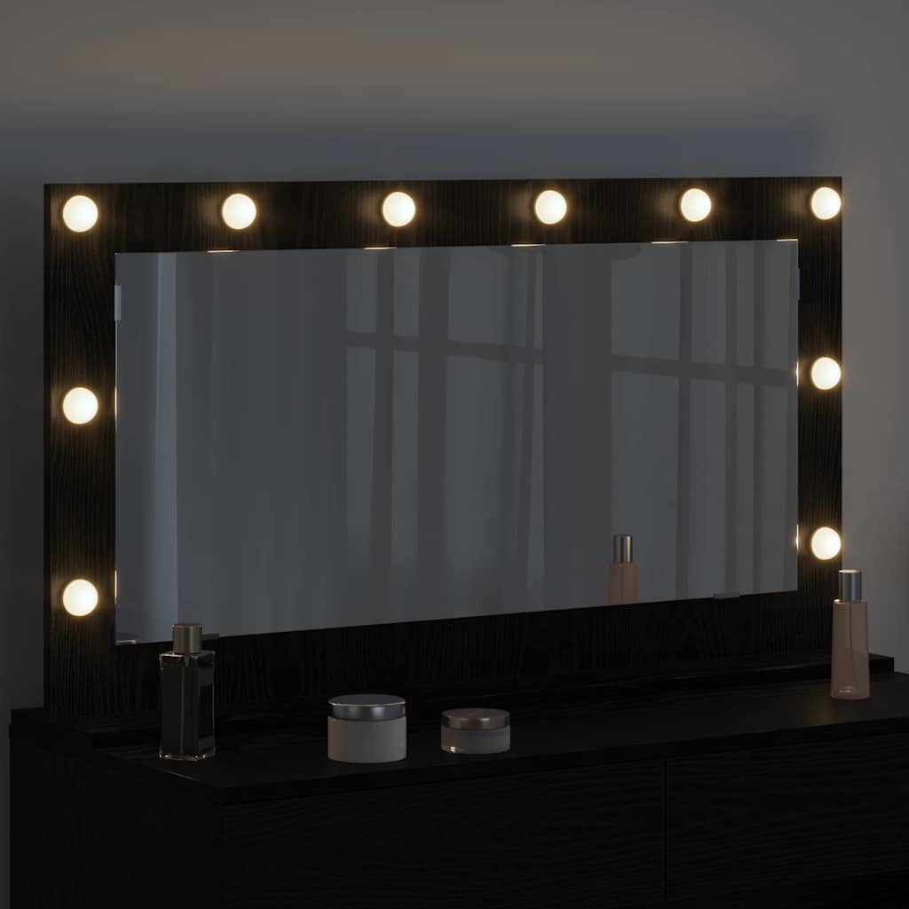 Specchio da Vanità Rettangolare Rovere Nero 100 x 55 x 18 cm