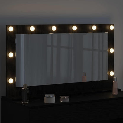 Specchio da Vanità Rettangolare Rovere Nero 100 x 55 x 18 cm