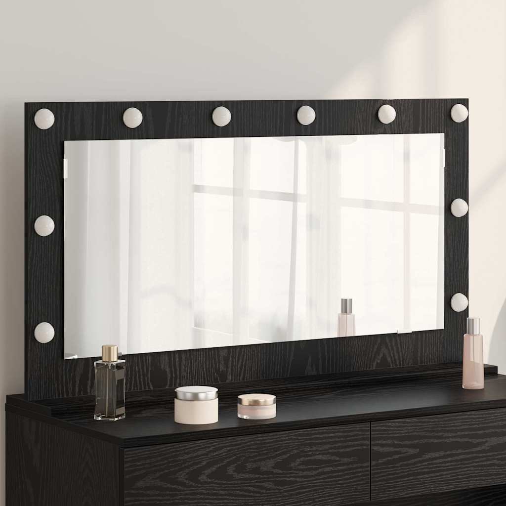 Specchio da Vanità Rettangolare Rovere Nero 100 x 55 x 18 cm