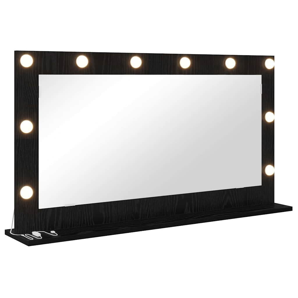 Specchio da Vanità Rettangolare Rovere Nero 100 x 55 x 18 cm
