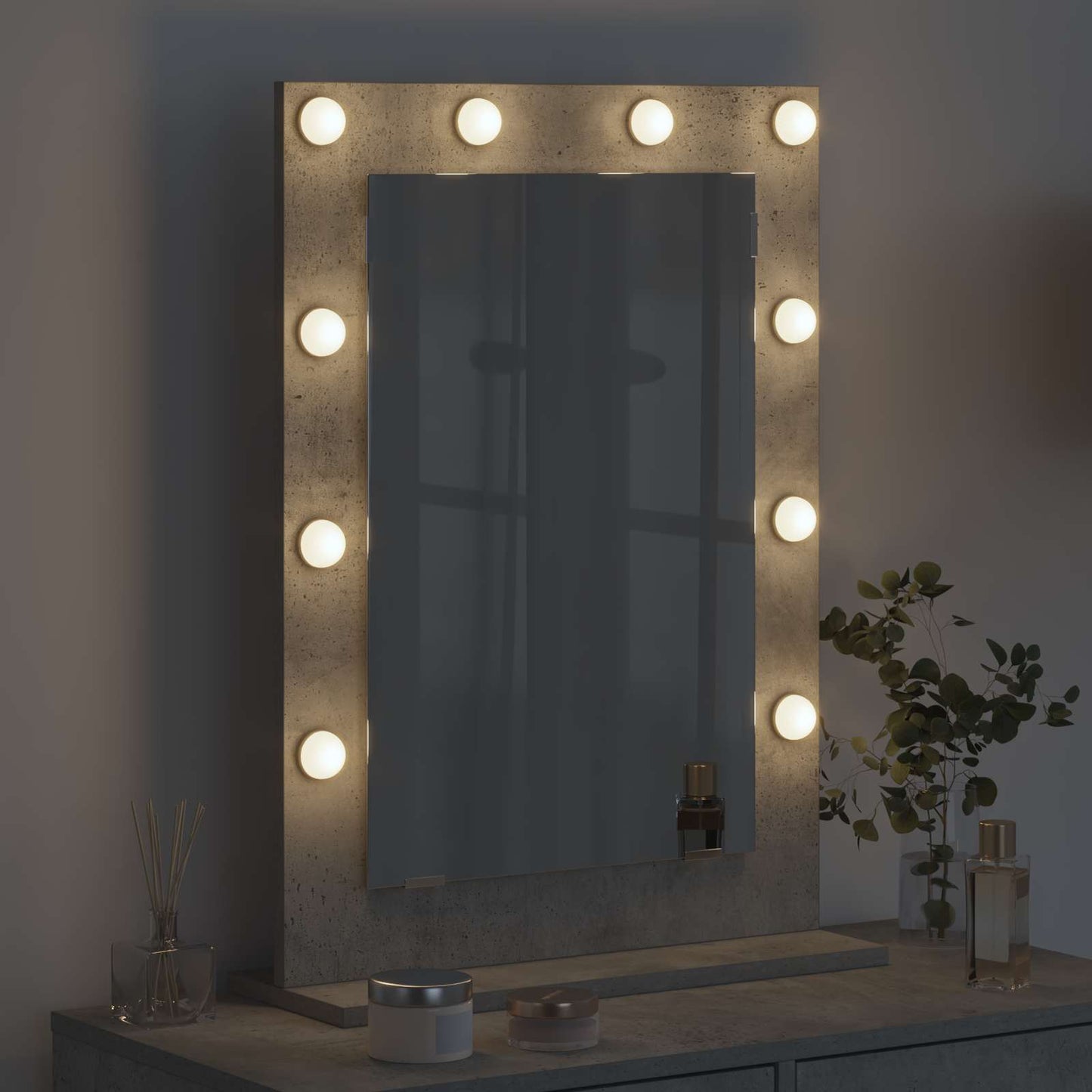 Specchio da VanitÃ  Rettangolare Grigio cemento 70 x 50 x 18 cm