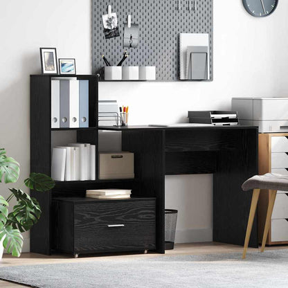 Mobile con Cassetti con ruota Rovere Nero 55 x 45 x 31 cm