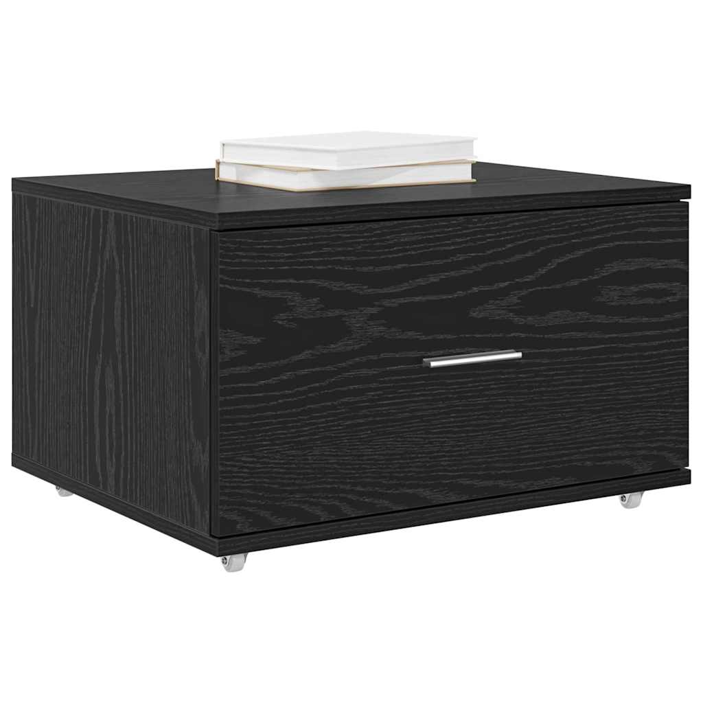 Mobile con Cassetti con ruota Rovere Nero 55 x 45 x 31 cm