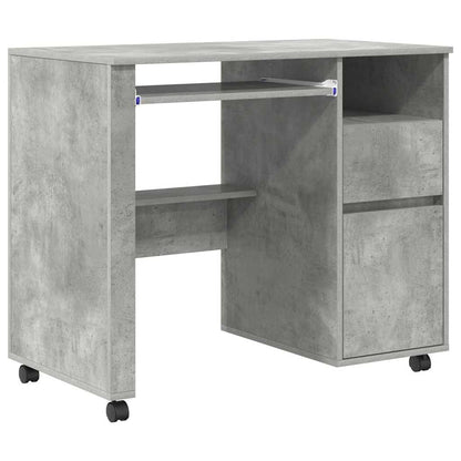 Scrivania con Ruote con cassetto Grigio cemento 91 x 50 x 77 cm