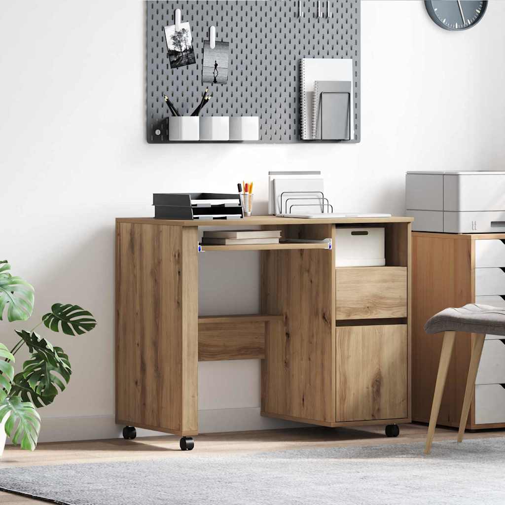 Scrivania con Ruote Rovere artigianale 91 x 50 x 77 cm