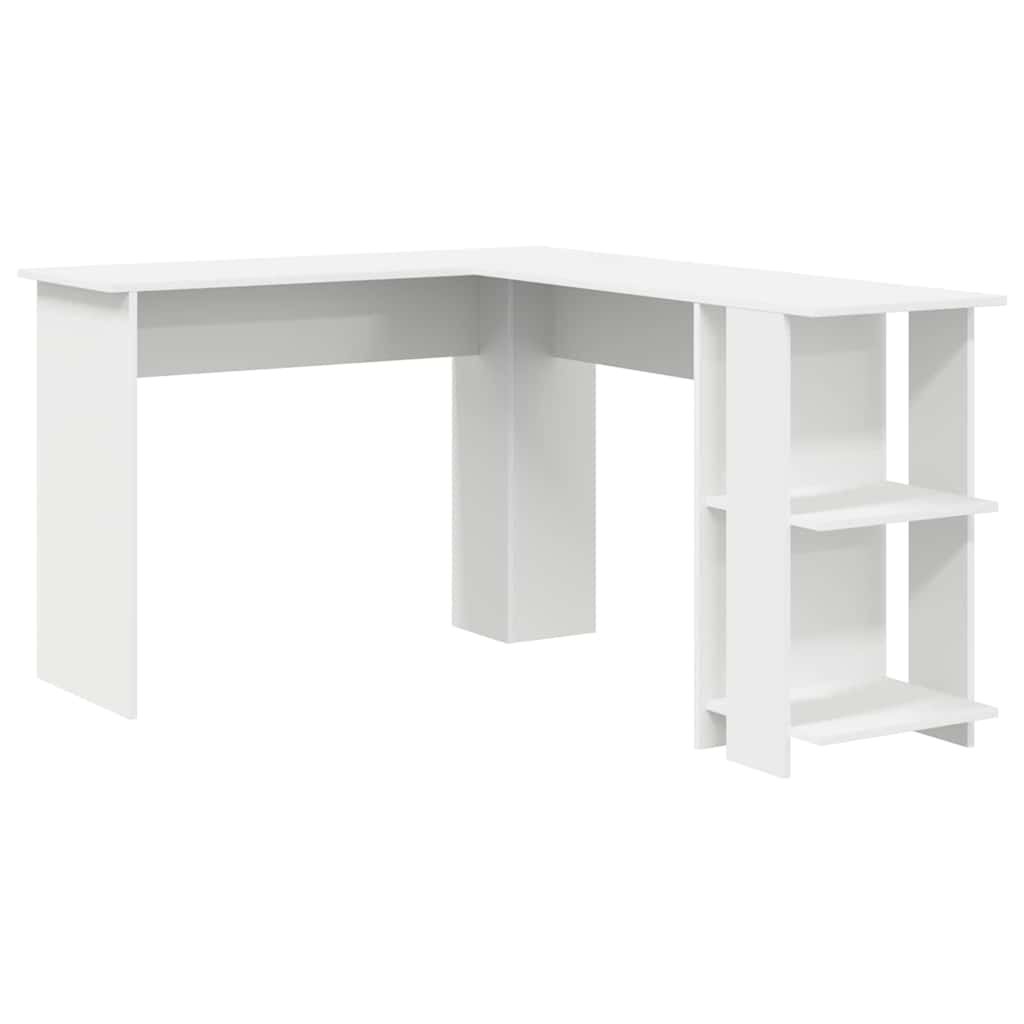 Scrivania ad angolo con lo scaffale Bianco 140 x 113,5 x 75 cm
