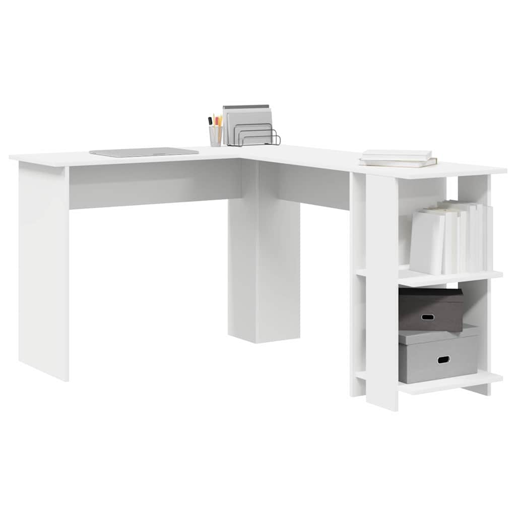 Scrivania ad angolo con lo scaffale Bianco 140 x 113,5 x 75 cm