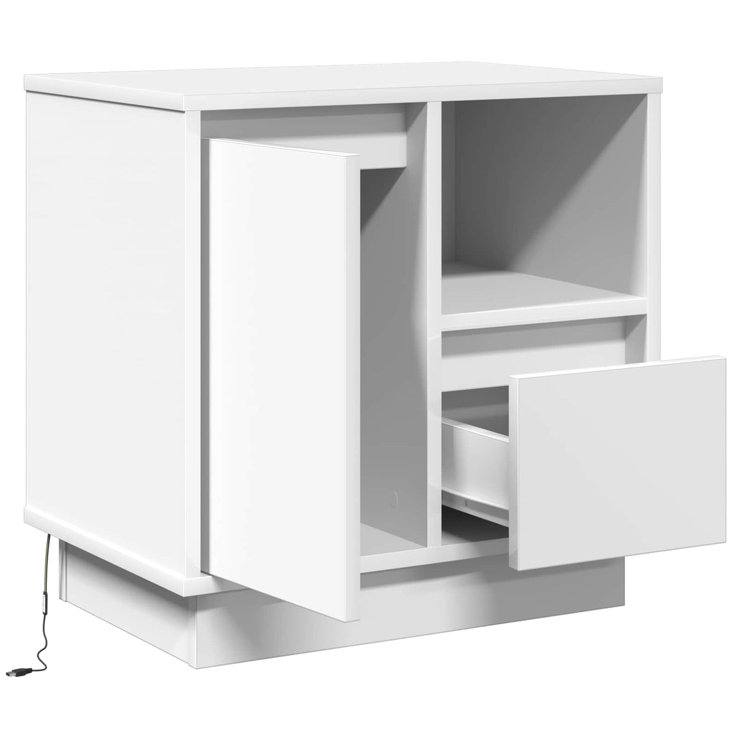 Armadio da Notte Bianco 50 x 34,5 x 50 cm. Legno multistrato