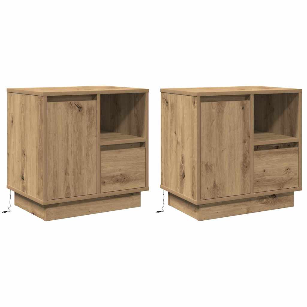 Armadio da Notte 2 pcs Rovere artigianale 50 x 34,5 x 50 cm.