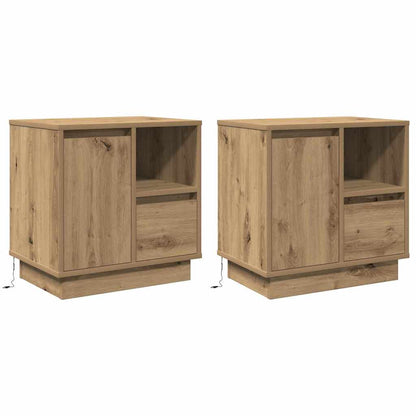 Armadio da Notte 2 pcs Rovere artigianale 50 x 34,5 x 50 cm.