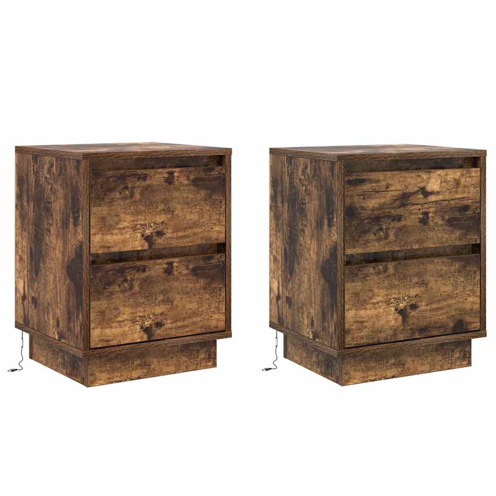 Armadio da Notte 2 pcs Rovere fumÃ© 39 x 34,5 x 50 cm