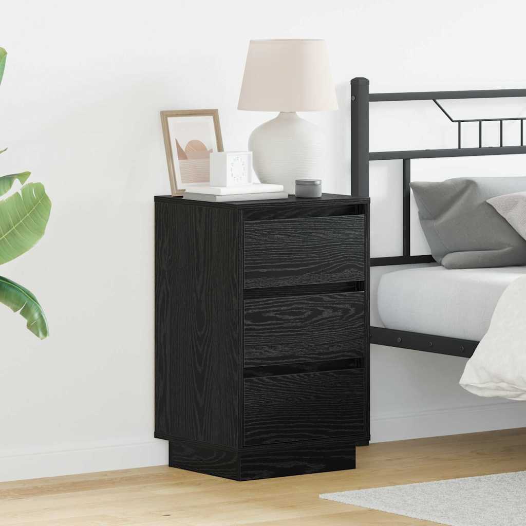 Armadio da Notte con cassetto Rovere Nero 39 x 34,5 x 65 cm