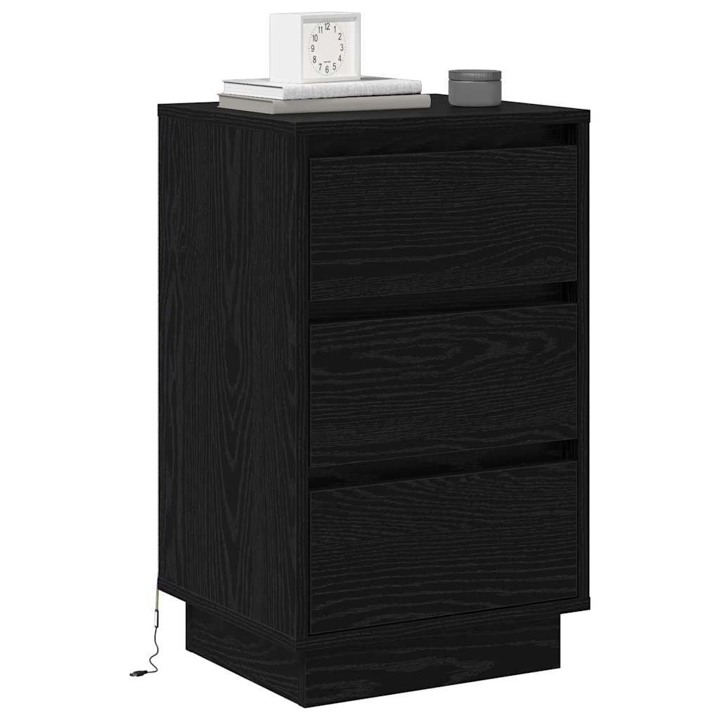 Armadio da Notte con cassetto Rovere Nero 39 x 34,5 x 65 cm