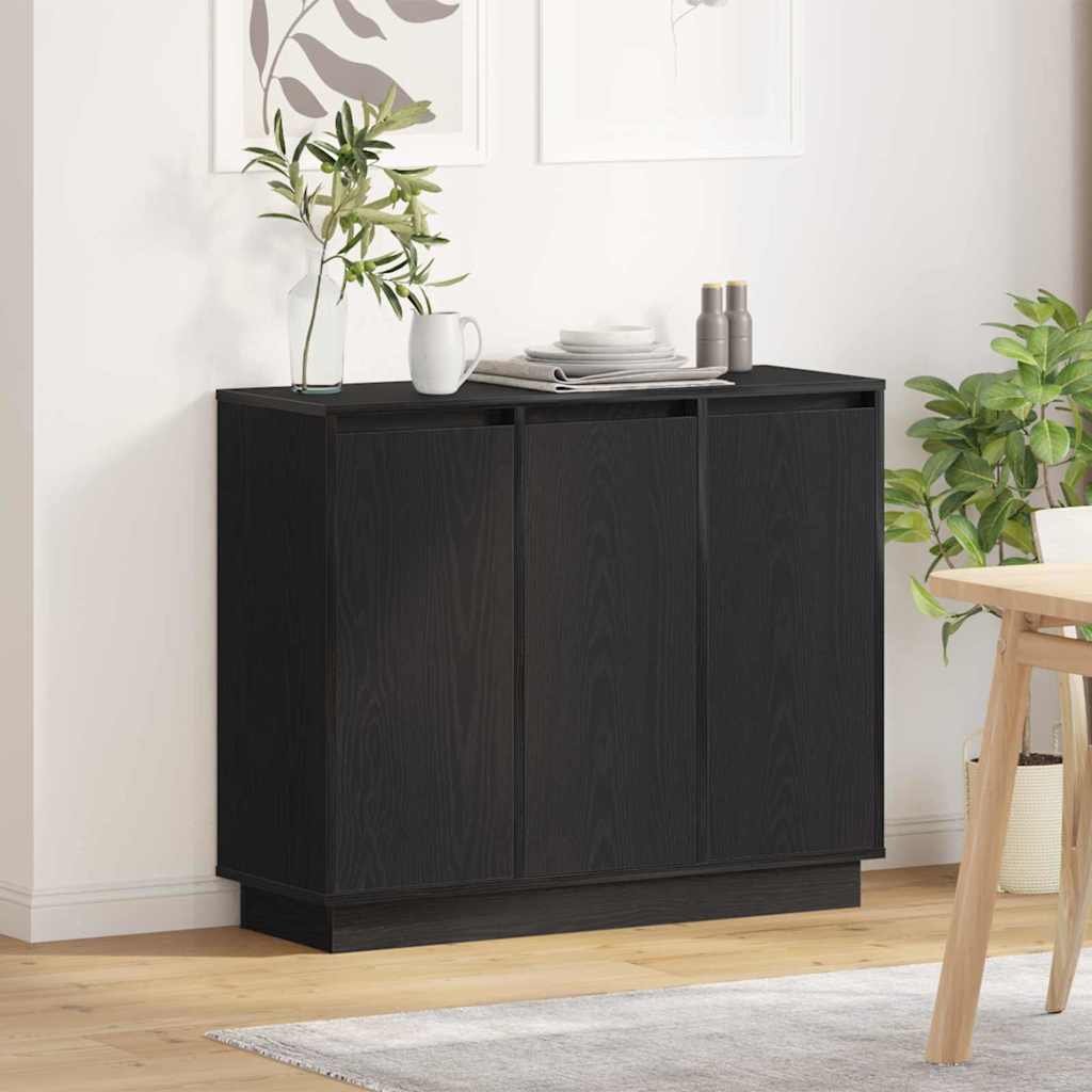 Madia LED Rovere Nero 90 x 32 x 75 cm Legno multistrato