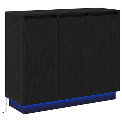 Madia LED Rovere Nero 90 x 32 x 75 cm Legno multistrato