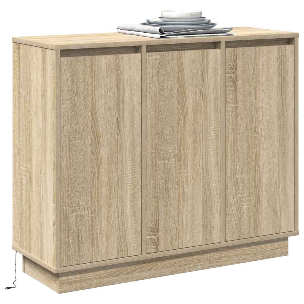 Madia LED Rovere Sonoma 90 x 32 x 75 cm Legno multistrato