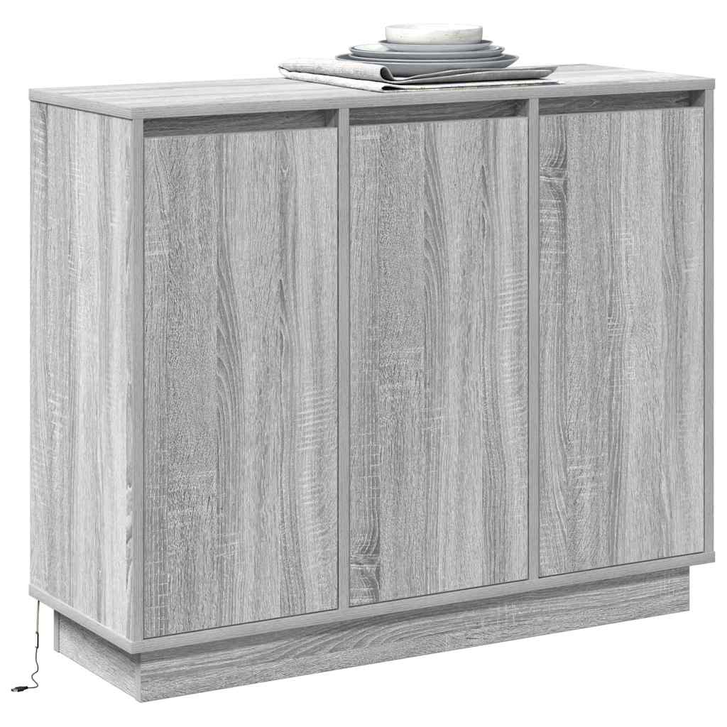 Madia LED Grigio Sonoma 90 x 32 x 75 cm Legno multistrato