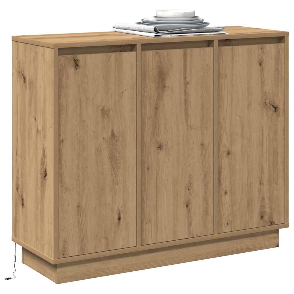 Madia LED Rovere artigianale 90 x 32 x 75 cm Legno multistrato