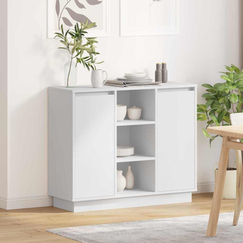 Madia LED Bianco 90 x 32 x 75 cm Legno multistrato