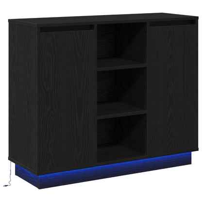 Madia LED Rovere Nero 90 x 32 x 75 cm Legno multistrato