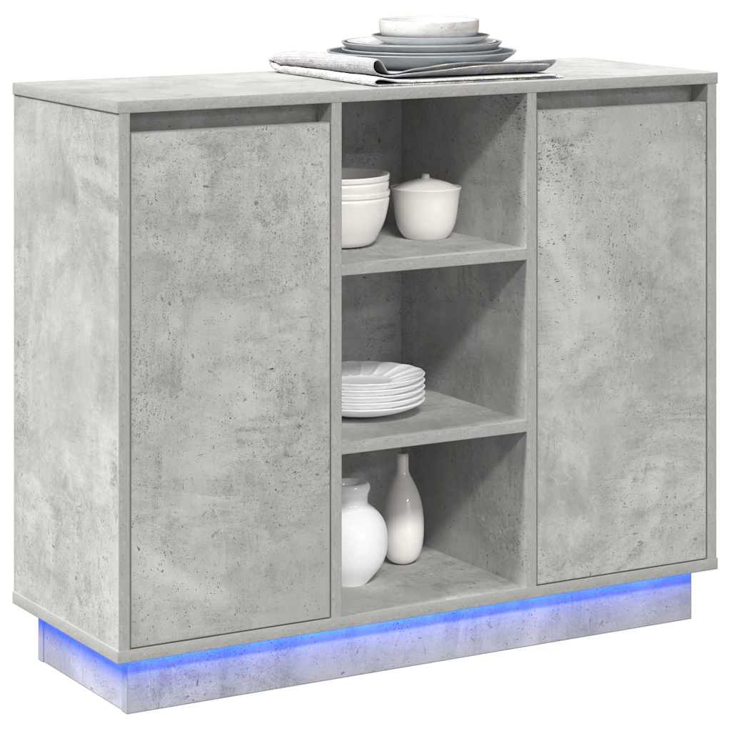 Madia LED Grigio cemento 90 x 32 x 75 cm Legno multistrato