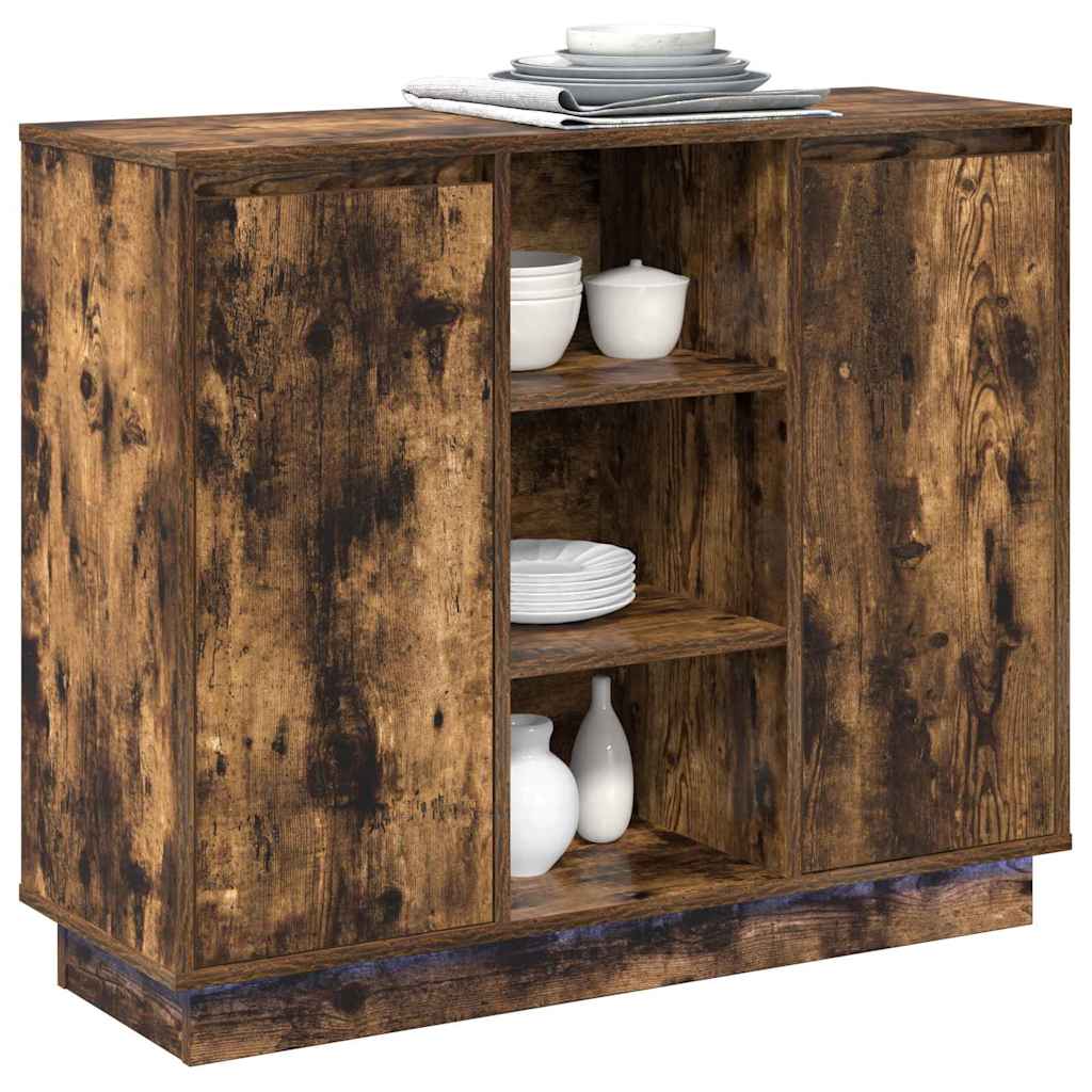 Madia LED Rovere fumÃ© 90 x 32 x 75 cm Legno multistrato
