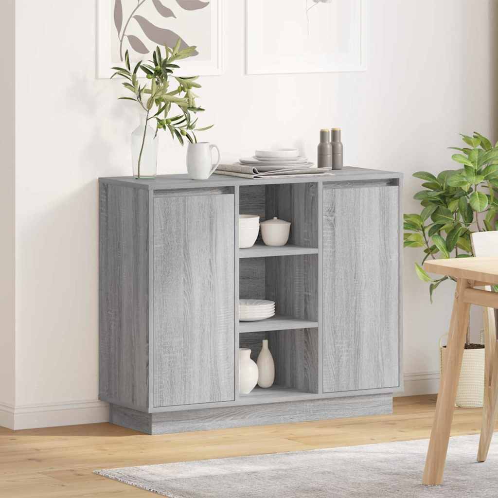 Madia LED Grigio Sonoma 90 x 32 x 75 cm Legno multistrato
