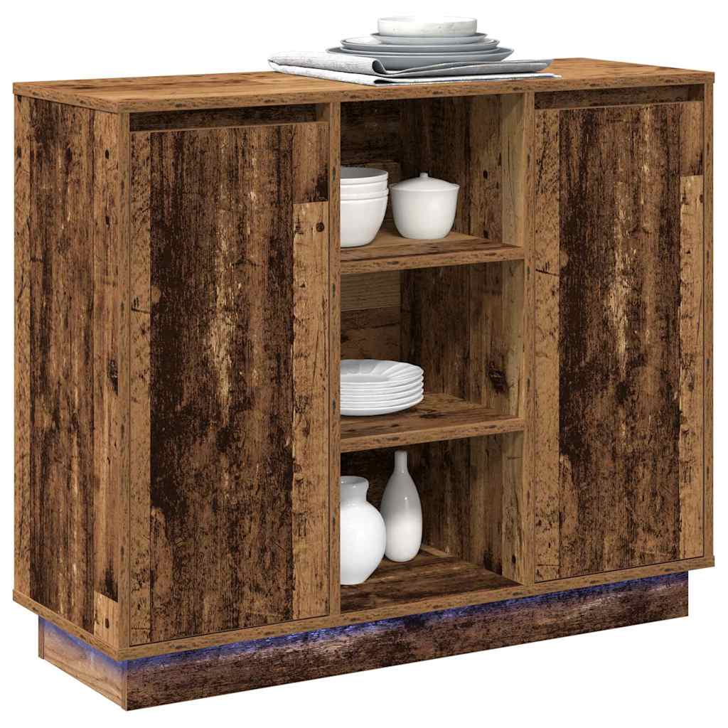 Madia LED Legno vecchio 90 x 32 x 75 cm Legno multistrato