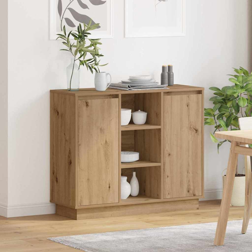 Madia LED Rovere artigianale 90 x 32 x 75 cm Legno multistrato