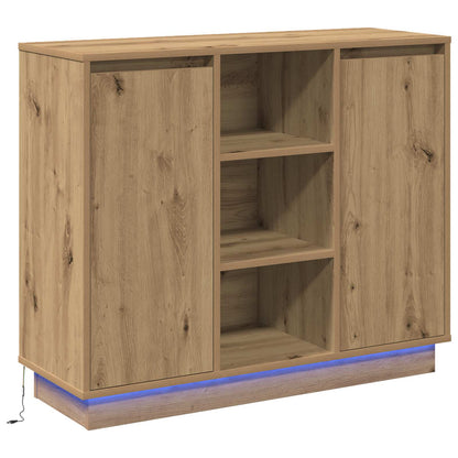 Madia LED Rovere artigianale 90 x 32 x 75 cm Legno multistrato