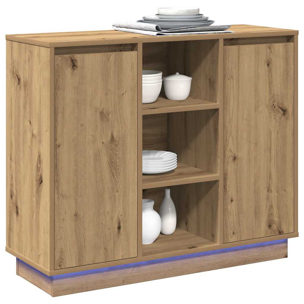 Madia LED Rovere artigianale 90 x 32 x 75 cm Legno multistrato