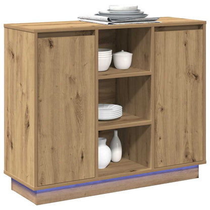 Madia LED Rovere artigianale 90 x 32 x 75 cm Legno multistrato