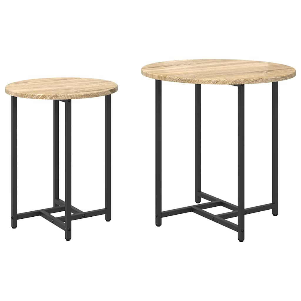 Set tavolini 2 pcs Rovere Sonoma e Nero