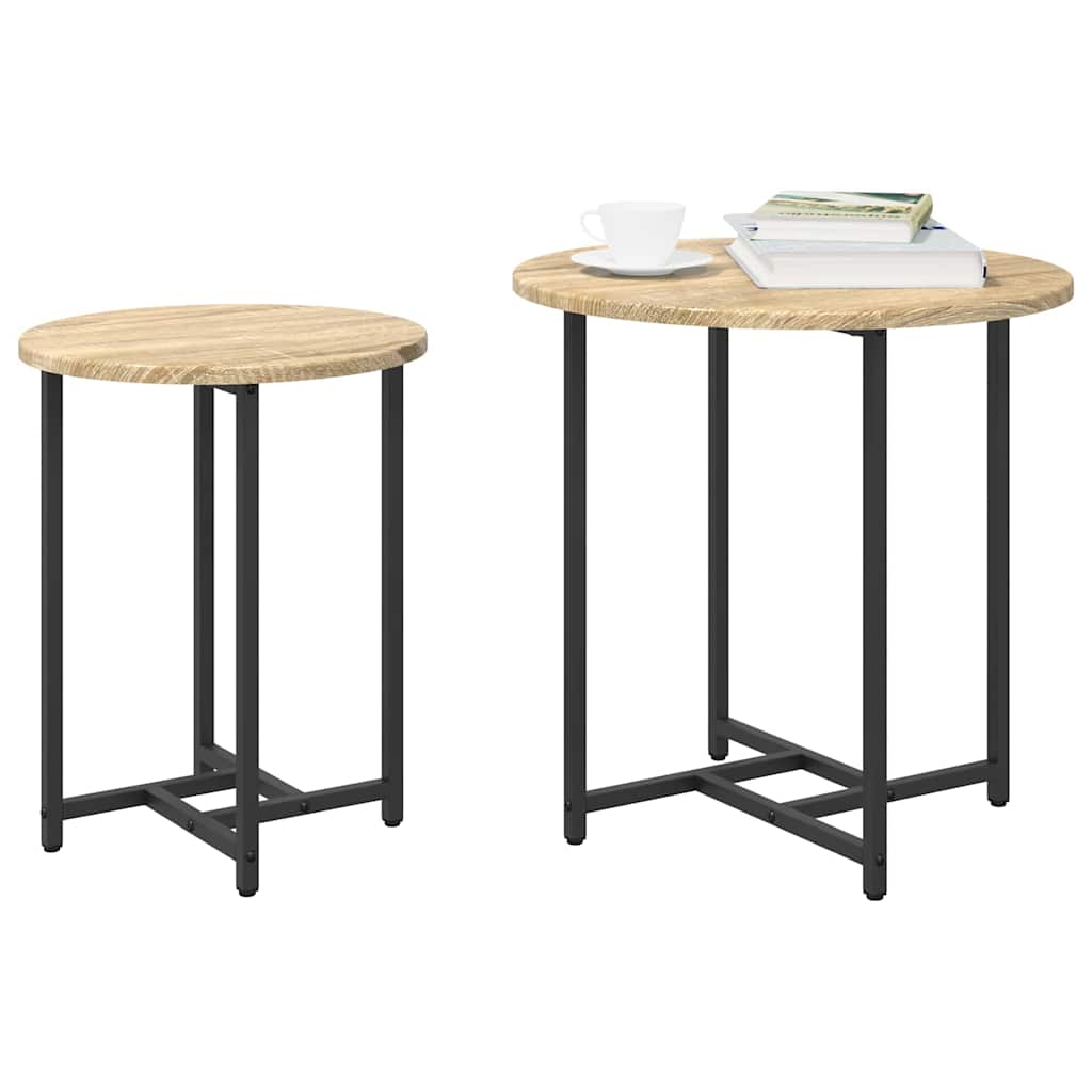 Set tavolini 2 pcs Rovere Sonoma e Nero