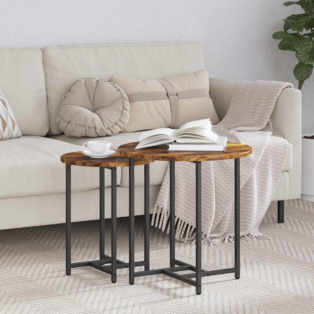 Set tavolini 2 pcs Rovere Affumicato e Nero